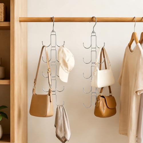 2pcs Purse Hangers for Closet with 20 Hooks Display Rack, Purse Organizer - Image 6