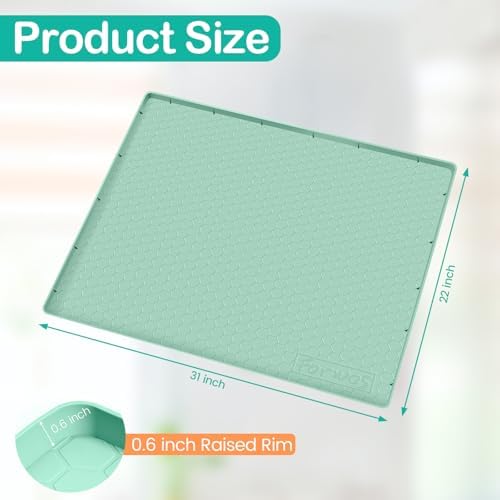 Silicone Under Sink Mat 31"x22", Waterproof Cabinet Liner, MintGreen - Image 2