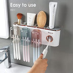 iHave Toothbrush Holders for Bathrooms Wall Mounted with Dispenser & 3 Cups - Image 3