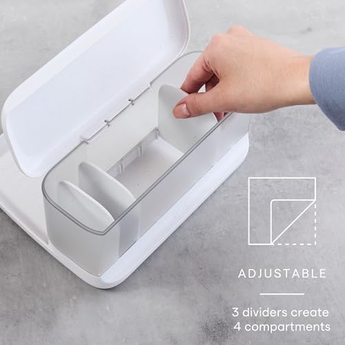 YouCopia HideAway Counter Caddy, Bathroom Vanity Countertop Organizer Tray with Adjustable Dividers and Lid - Image 5