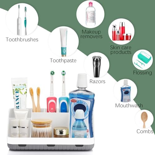 GFWARE Toothbrush Holders for Bathrooms Countertop Organizer - Kids Electric Toothbrush and Toothpaste Holder Detachable 7 Slots Tooth Brush Organization Bathroom Accessories Storage Vanity, White - Image 5