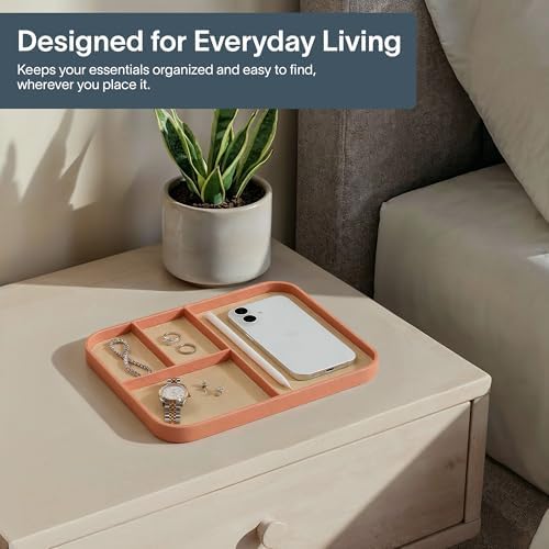 Nordik Leather Valet Tray - Medium EDC Tray - Coral Blush 9.5 x 7.9 in - Image 6