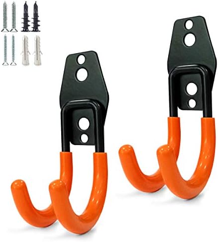 GeeWatom 2 Pack Garage Storage Utility Hooks，Garage Garden Tool Organizer，Steel Wall Mount Hooks, Garden Small U Hooks (Type O-Orange) by GeeWatom