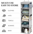 Simple Houseware 5 Shelf Hanging Closet Organizer, Gray | 360° Rotating Dual Hooks, Top Support Metal Frame, 6 Side Mesh Pockets - Image 5