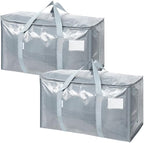 TICONN 2 Pack Extra Large Moving Bags Heavy Duty with Zippers & Carrying Handles, Durable Storage Bags Moving Boxes for Closet Organizers and Storage (2 Pack, Light Grey) by TICONN