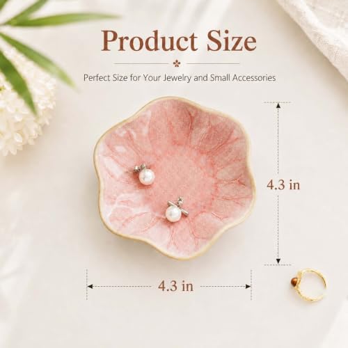 Pink Lotus Leaf Jewelry Dish Tray,Ring Dish Trinket Tray (Pink) - Image 6