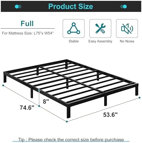 Maenizi 8 Inch Full Size Bed Frame, Metal Platform Bed Frame Full - Image 2