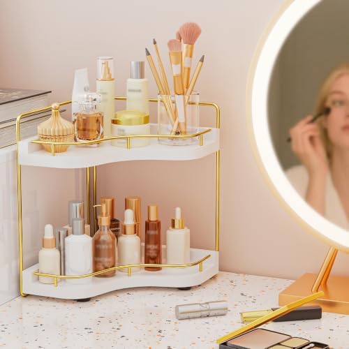 2-Tier Corner Bathroom Counter Organizer, Larger Size - Image 2