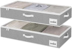 StorageWorks 6 Inch Low Profile Under Bed Storage Containers with Clear Lid | Reinforced Structure, Resists Sagging, Handles & Label Holder, Foldable Stackable Closet Storage for Clothes, Blankets, Toys by StorageWorks
