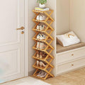 YYW Shoe Rack, Foldable Bamboo Shoes Shelf, Freestanding Shoe Storage Organiser for Entryway, Hallway, Bedroom, Closet (Wood Color, 8 Layers) by YYW