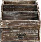 Office Desk Organizer with Drawers & Dark Brown Vintage Wood Desktop Storage Caddy 2pcs/set Workspace Supplies Farmhouse Mail Countertop Organizer Makeup Storage Box for Home Decor Supplies Vanity…… - Image 5