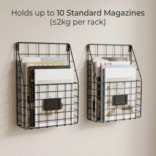 QWORK Metal Wire Wall Mounted File Organizer – 2 Pack Fits A4 & Letter Size, Space-Saving Storage for Office, Home & Entryway - Image 6