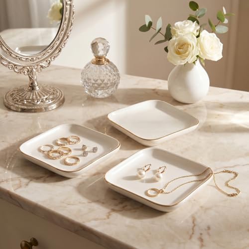 12 Pack Ceramic Jewelry Trays, 4.6 Inch Decorative Trinket Dish Set for Vanity Organizer & Bathroom Decor, Birthday Gifts for Women - Image 3