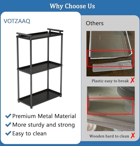 VOTZAAQ 3 Tier Bathroom Organizer Countertop, Stainless Steel Perfume Tray and Vanity Countertop Shelf, Makeup Skin Care Bathroom Organizers and Storage for Dresser, Kitchen (Matte Black) - Image 3