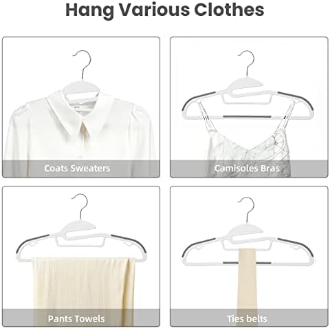 BAGAIL Plastic Hangers 50 Pack with Non-Slip Design,0.2 Inches Thick, 360°Swivel Hook Space Saving Organizer for Bedroom Closet,Shirts,Pants(White- S Shaped) - Image 5