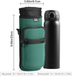 Nuovoware Water Bottle Carrier Bag, 40oz Bottle Pouch Holder, Adjustable Shoulder Hand Strap 2 Pocket Sling Neoprene Sleeve Sports Accessories for Hiking Travelling, Dark Green - Image 4