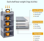 4-Shelf Hanging Closet Organizer and Storage with Side Pockets, Collapsible Closet Hanging Shelves for Storage, Grey - Image 3