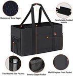 Extra Large Utility Tote Bag, Foldable Reusable Grocery Bags with Metal Wire Frame & Reinforced Bottom Board, Stand Up Large Utility Tote for Shopping, Beach Bag, Laundry, Car (Black) - Image 5