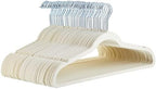 Amazon Basics Slim Velvet Non-Slip Space Saving Suit Clothes Hangers with Shoulder Notches for Closet Organization, Ivory/Silver, 50-Pack by AmazonBasics