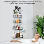4 Tier Shower Caddy Hanging, Adjustable Shower Overhead Caddy Rustproof, No Drilling Standing Shower Caddy Handing Shower Racks for Bathroom Shampoo Soap Storage - Image 2
