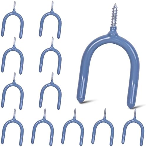 12 Pack Garage Storage System Steel U Hooks with Anti-Slip Coating Home Improvement and Organization Screw in Hooks Easy Wall Mounting Heavy Duty Bike and Ladder (Grey, 12 Pack) by LianRippleLian