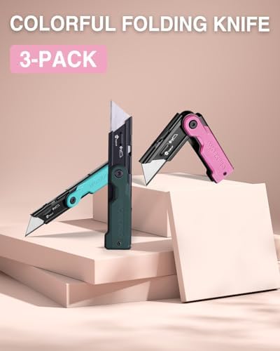 WORKPRO 3-Pack Folding Utility Knife Set, G10 Handle, Multicolor - Image 7
