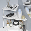 Weenson Bathroom Counter Organizer Over Sink for Toiletries Makeup, Kitchen Countertop Organizer Spice Rack for Salt, 2-Tier Corner Counter Shelf for Coffee Area Storage Dresser Table Bamboo by Weenson