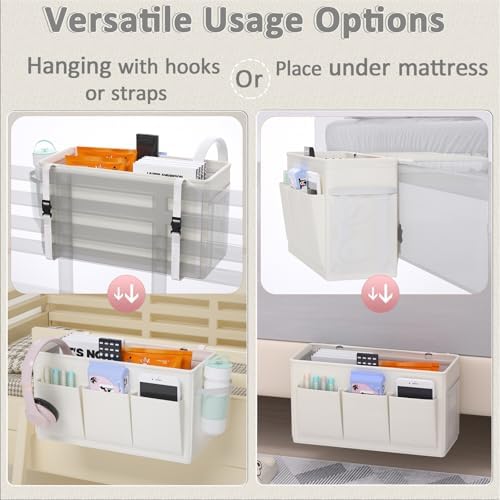 Bedside Caddy Storage Organizer for Bed Rails, Bed Caddy with 6 Pockets - Image 3