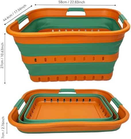 SAMMART 42L (11 gallon) Collapsible Plastic Laundry Basket - Foldable Pop Up Storage Container/Organizer - Space Saving Hamper/Basket (1, Autumn Leaf/Forest Green) - Image 4