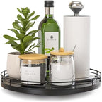 Oroyutor 10-Inch Oak Lazy Susan Countertop Organizer with Black Metal Rail by Oroyutor