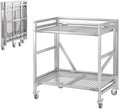 2 Shelf Rolling Cart with Wheels, 660lbs Capacity Collapsible Steel Rolling Utility Cart, Heavy-Duty Foldable Hand Truck, Metal Storage Carts with Handle for Groceries, Warehouse (36" Lx26 W) by ChincoStar