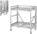 2 Shelf Rolling Cart with Wheels, 660lbs Capacity Collapsible Steel Rolling Utility Cart, Heavy-Duty Foldable Hand Truck, Metal Storage Carts with Handle for Groceries, Warehouse (36" Lx26 W) by ChincoStar