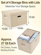 MADHOLLY 4Pcs 27qt Fabric Under Bed Storage Bins with Lids for Dorm Room - Image 2