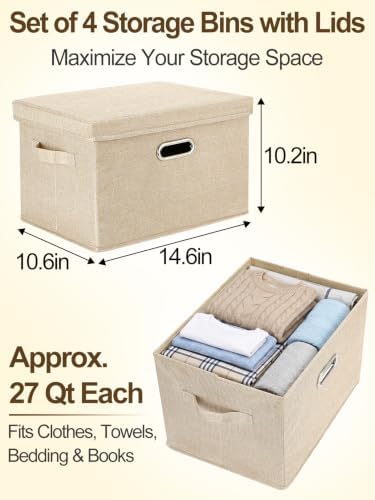 MADHOLLY 4Pcs 27qt Fabric Under Bed Storage Bins with Lids for Dorm Room - Image 2