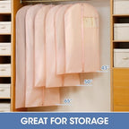 Garment Bags for Hanging Clothes, 50" Long Dress Bags for Closet Storage, Pink Garment Covers with Clear Window for Suits, Coats, Jackets (2 Pack) - Image 2