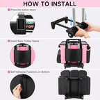 Large Rolling Cleaning Caddy Bag with Detachable Trolley,Cleaning Cart on Wheels with Shoulder Strap,Cleaning Supplies Organizer for Housekeepers,PInk - Image 7
