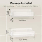Orimade Shower Caddy 2-Pack, No-Drill Adhesive Shelves with 4 Hooks for Bathroom, Rustproof ABS Plastic Storage Organizer Set, Clear - Image 6