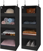 GRANNY SAYS 4-Shelf Hanging Closet Organizer, Foldable Storage, Black | 44 lb Capacity, No-Sag Support, Keeps Clothes Neat, Folds Flat, Fits RV, Dorm & Small Closets, 2 Pack by GRANNYSAYS