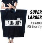 Caroeas Super Large 150L Laundry Basket Pro, Waterproof Laundry Hamper, Collapsible Laundry Basket Easy Storage, Clothes Hamper Stands Up Well, Laundry Bag with Padded Handles (Black) - Image 4