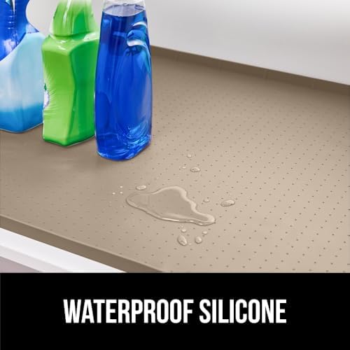 GORILLA GRIP Waterproof Silicone Under Sink Mat, Stay in Place, 15x22 Beige - Image 3