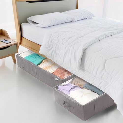 StorageExpert Under Bed Storage Containers, Closet Organizer, Grey, 2 Pack | Under Bed Storage, Foldable Fabric, Large Capacity, Dustproof, Clothes Storage, Blanket Storage, Toy Organizer, Space Saving - Image 4