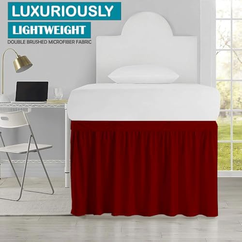 Dorm Bed Skirt, Twin XL, 30" Drop, Burgundy - Image 2