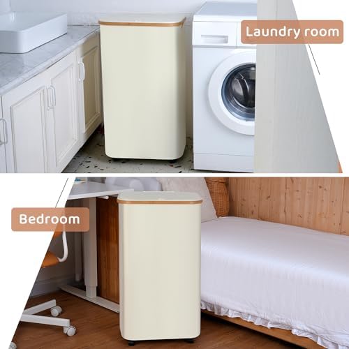 IEGrow Laundry Basket with Wheels 110L Clothes Hamper for Laundry,Beige - Image 4