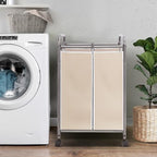 STORAGE MANIAC Laundry Sorter 2 Section, 90 L Gal Laundry Hamper with Wheels, Clothes Basket Separator Sorter, 2 Bag Cart and Removable Bags for Closet, Dorm, Collage, Beige - Image 3