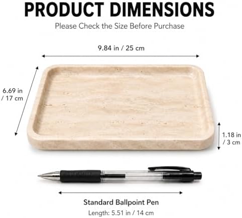 Beige Travertine Vanity Tray for Jewelry 9.84 in - Image 5
