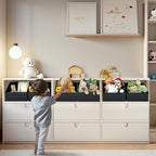 DIMJ Trapezoid Storage Bins for closet shelves, Closet Organzier Bins with Handle, Foldable Closet Storage Bins Basket, Closet Organizers and Storage for Toys, Books, 6 Packs, Black - Image 3