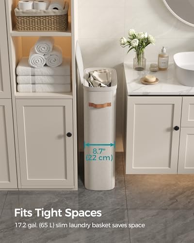 SONGMICS Laundry Basket, 65L Laundry Hamper with Lid, 1 Removable Liner Bag - Image 3