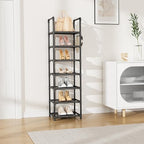 LANTEFUL Tall Shoe Rack 7 Tier Narrow Shoe Shelf Storage for 7-14 Pairs Shoe and Boot, Sturdy Shoe Storage Space Saving Corner Shoe Rack Organizer for Closet, Entryway, Living Room, Brown - Image 2