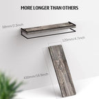 Meangood Floating Shelves Wall Mounted Set of 2, Wall Shelf with Towel Bar Rustic Wood Wall Storage Shelves for Bedroom,Living Room,Bathroom, Kitchen Pine - Image 3