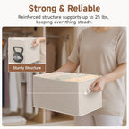 StorageWorks Shelf Organizer Bins, Beige Stripes, 3-Pack, Large - Image 5